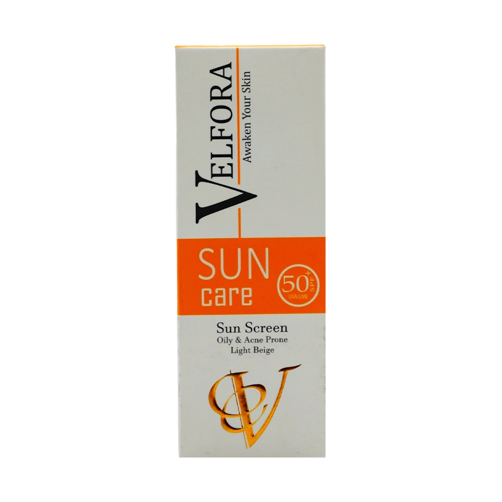 جعبه کرم ضد آفتاب رنگی ولفورا spf50 مناسب پوست جوشدار بژ روشن | الو دارو