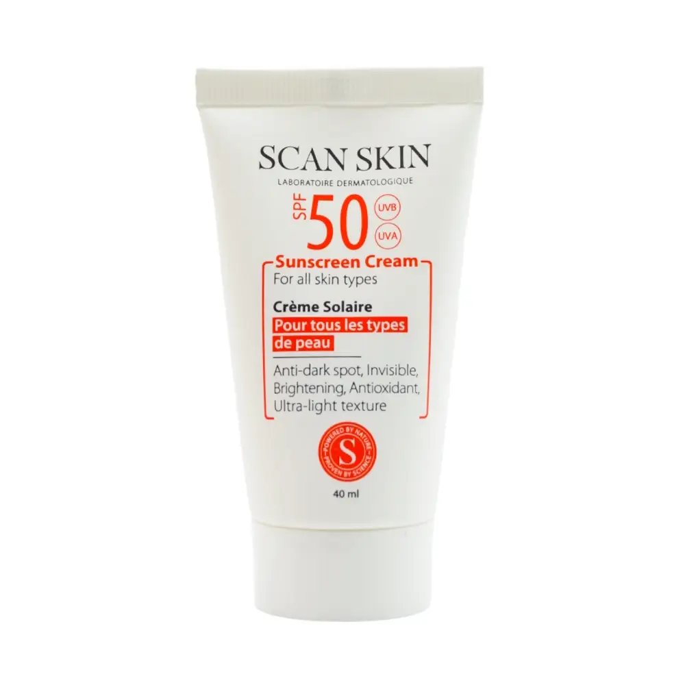کرم ضد آفتاب بی رنگ اسکن اسکین SPF50 | الو دارو