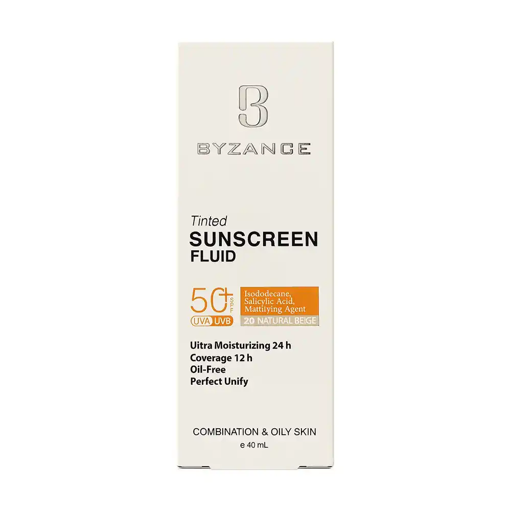 فلوئید ضد آفتاب رنگی SPF50 پوست چرب بیزانس | الودارو