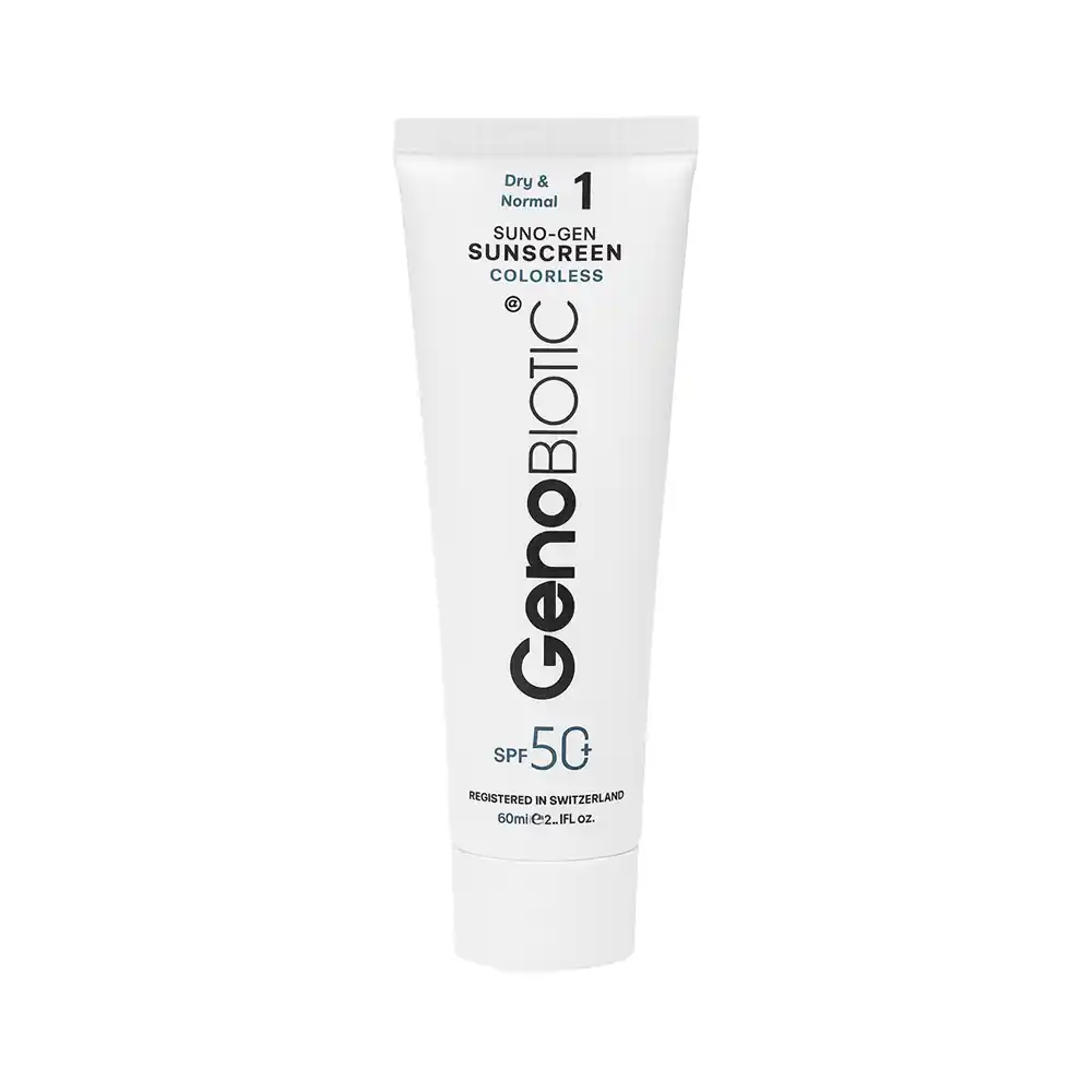 کرم ضد آفتاب پوست خشک SPF50 ژنوبایوتیک بدون رنگ | الودارو