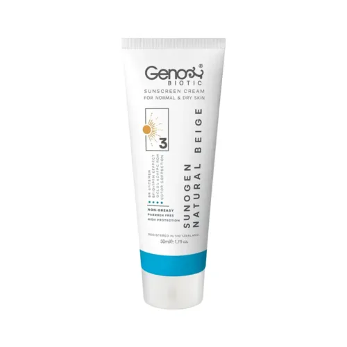 کرم ضد آفتاب پوست خشک SPF50 ژنوبایوتیک بژ طبیعی | الودارو